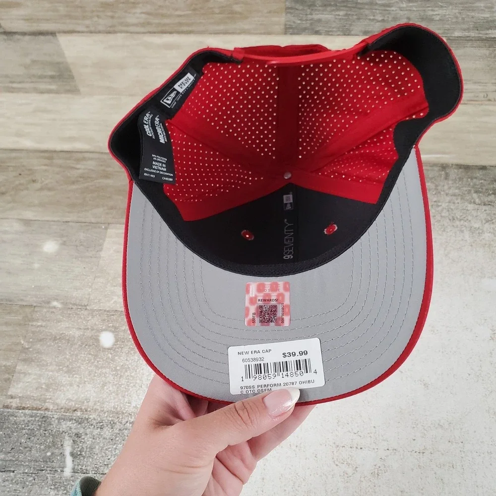 New Era Ohio State Buckeyes Hat 9SEVENTY Red Stretch Snap Trucker Adjustable Hat